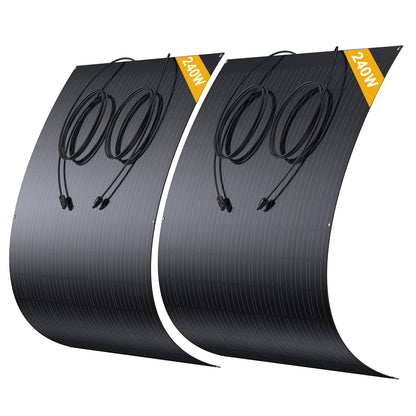 240W Flexible Solar Panels Monocrystalline Photovoltaic Module 23.1V 10.39A IP67 MC4 for RV Yacht Balcony Rooftop Camping Garden